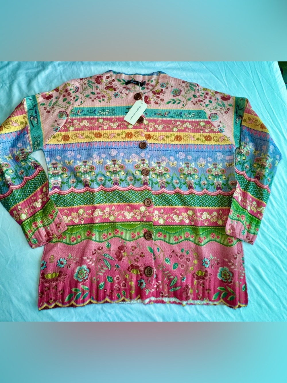 Pink Floral Knit Cardigan NWT